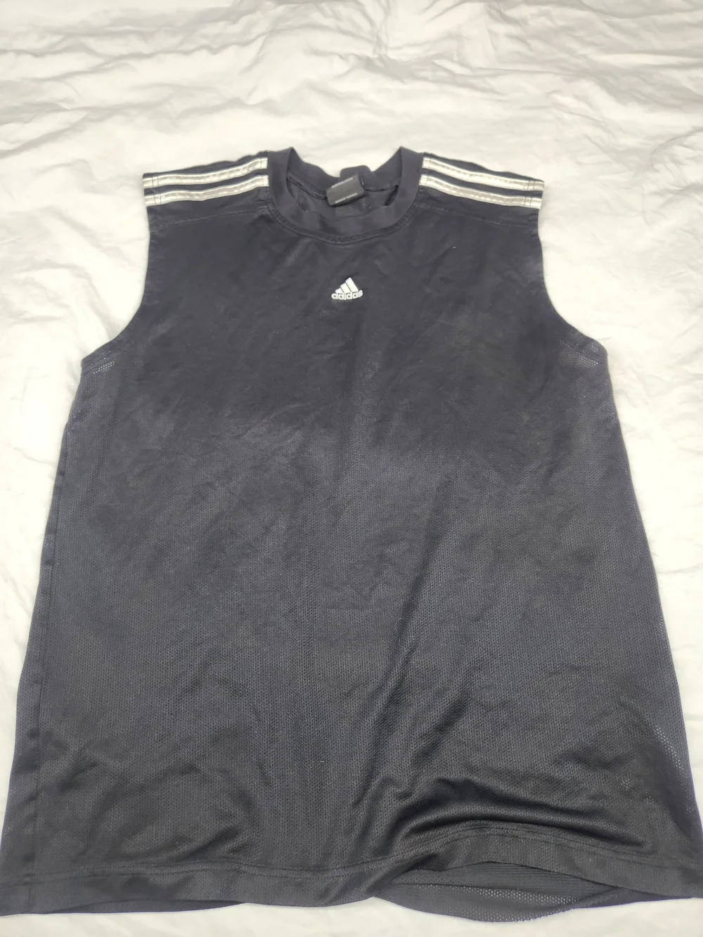 Adidas Sleeveless Athletic Tank - Black with White Stripes